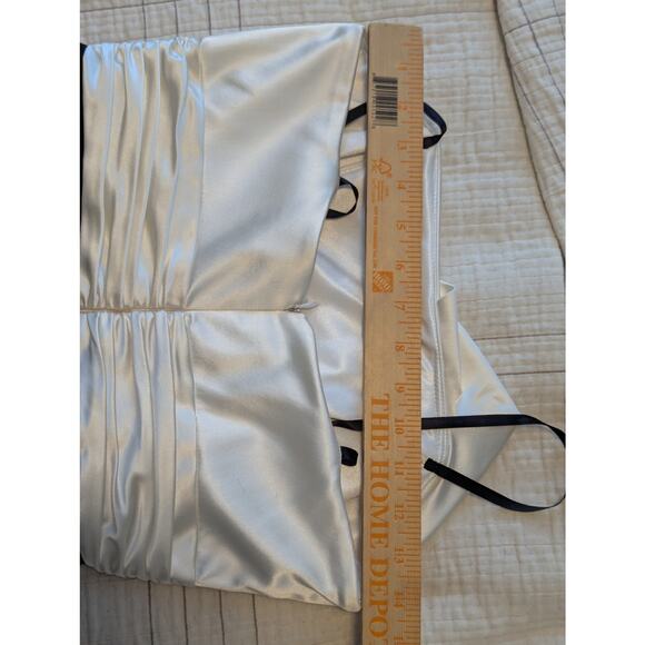 David Meister Long Strapless Evening Gown with White Satin Tie, Black Skirt Sz 6 - Picture 11 of 12